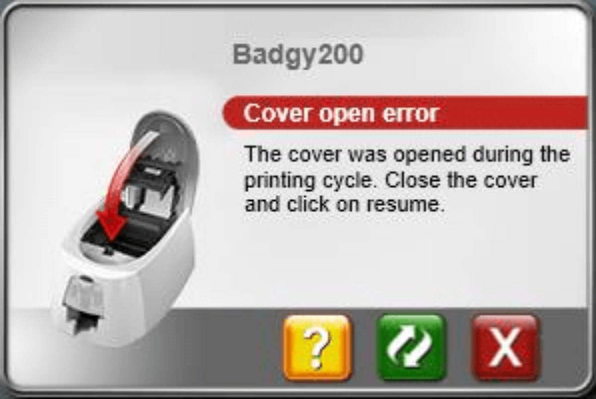 Visual of the Badgy printer information system pop-up window